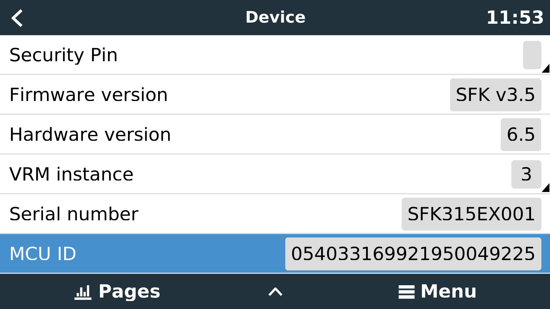 SFK Venus OS Driver - Device - MCU ID