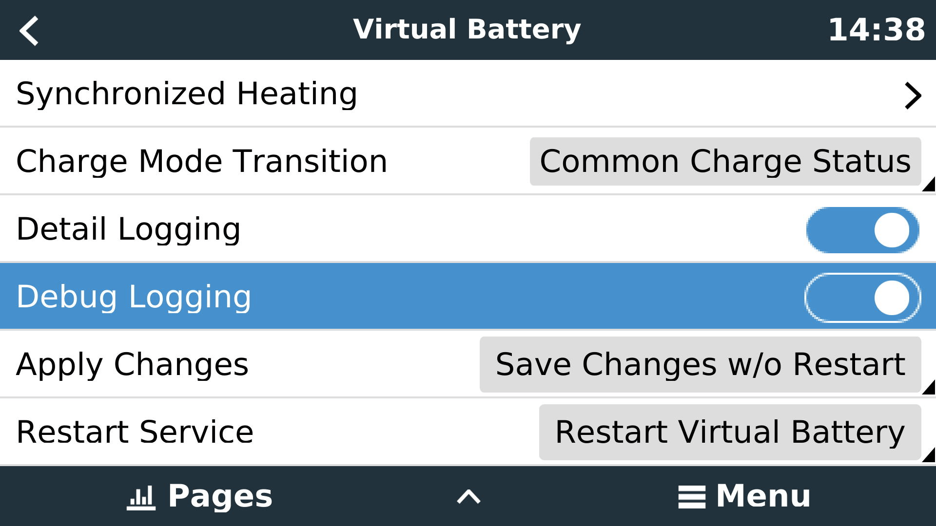 Battery Gui SFK Venus OS Driver - Virtual Battery - Debug Logging